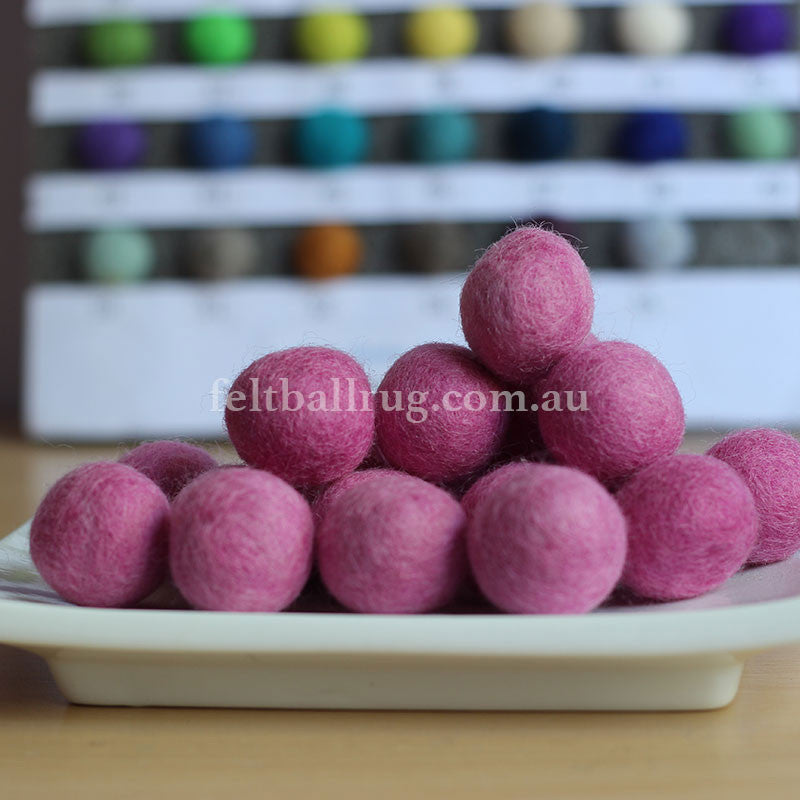 Hot Pink- Wool felt ball 2cm