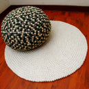 Green Grey White Felt Ball Ottoman Pouf - Felt Ball Rug Australia - 1