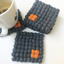 Gold On Grey Tetris Felt Ball Coaster