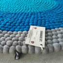 Blue Ocean Ripple Felt Ball Rug