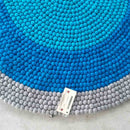 Blue Ocean Ripple Felt Ball Rug