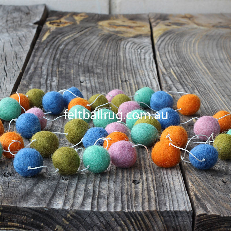 Pom Pom Garland Blue Mint Lime Orange Pink Australia Felt Ball