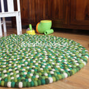 Garden Green Felt Ball Rug - Felt Ball Rug Australia - 1