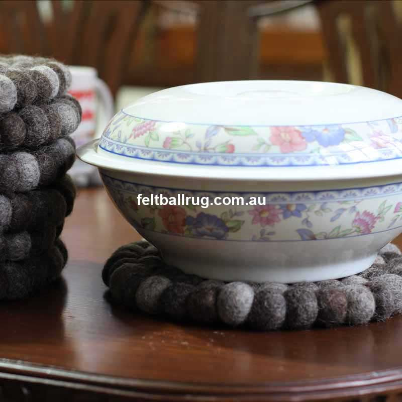 Natural Felt Ball Trivet - Felt Ball Rug Australia - 3
