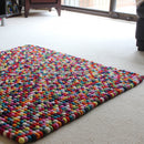 Multicolored Rectangle Felt Ball Rug - Felt Ball Rug Australia - 1