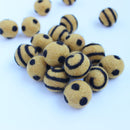 Polka Dot Swirl Felt Balls Black On Gold