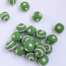 Polka Dot Swirl Felt Balls White On Spring Green