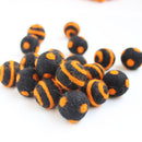 Polka Dot Swirl Felt Balls Orange On Black