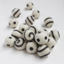 Polka Dot Swirl Felt Balls Grey On White