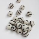 Polka Dot Swirl Felt Balls Grey On White