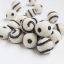 Polka Dot Swirl Felt Balls Grey On White