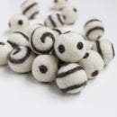 Polka Dot Swirl Felt Balls Grey On White