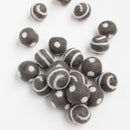 Polka Dot Swirl Felt Balls White On Grey