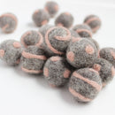 Polka Dot Swirl Felt Balls Fairy Floss On Natural Grey