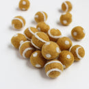 Polka Dot Swirl Felt Balls White On Gold