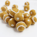 Polka Dot Swirl Felt Balls White On Gold