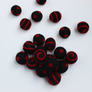 Polka Dot Swirl Felt Balls Red On Black