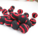 Polka Dot Swirl Felt Balls Red On Black