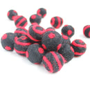 Polka Dot Swirl Felt Balls Red On Black