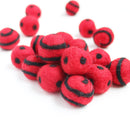 Polka Dot Swirl Felt Balls Black On Red