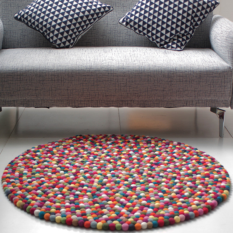 Ball Rug Round Felt Ball Rug - Handmade Under Fairtrade Act. – Felt Ball Rug ...