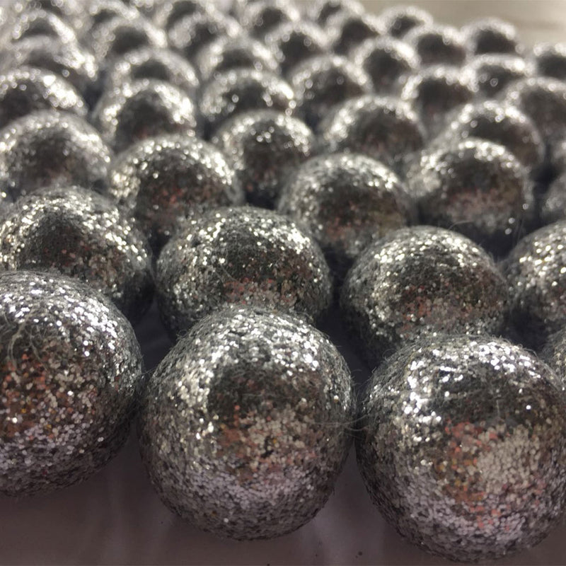 silver glitter felt balls