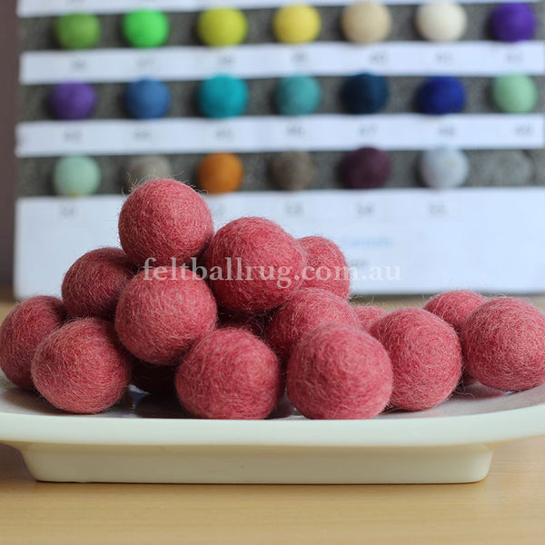 Felt Ball Candy Pink 1 CM,  2 CM, 2.5 CM, 3 CM, 4 CM Colour 15 - Felt Ball Rug Australia - 1