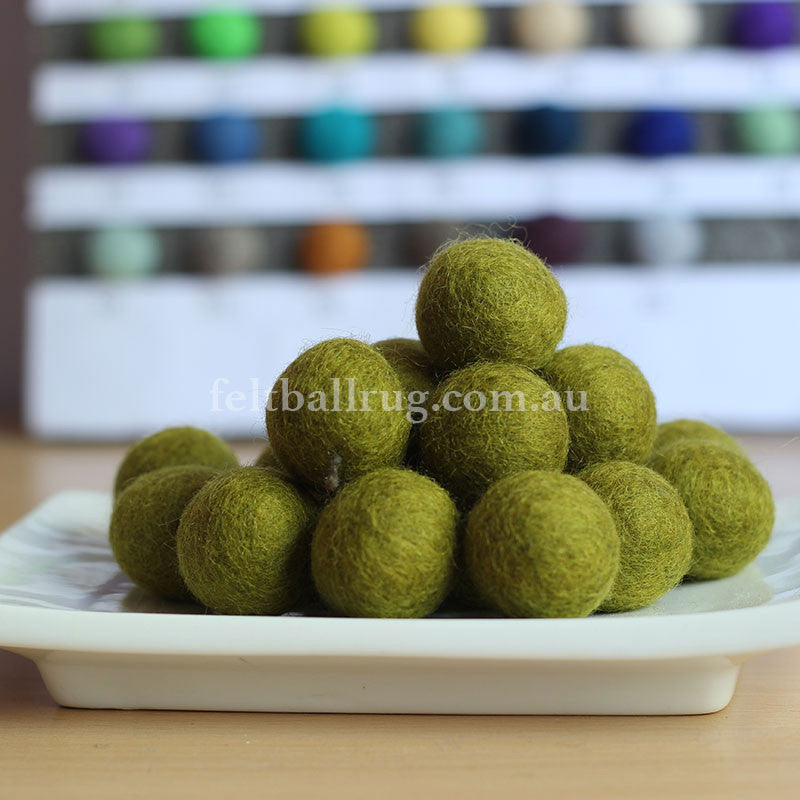 Felt Ball Sunshine Yellow 1 CM,  2 CM, 2.5 CM, 3 CM, 4 CM Colour 24 - Felt Ball Rug Australia - 1