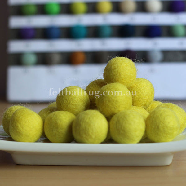 Felt Ball Sunshine Yellow 1 CM,  2 CM, 2.5 CM, 3 CM, 4 CM Colour 39 - Felt Ball Rug Australia - 1