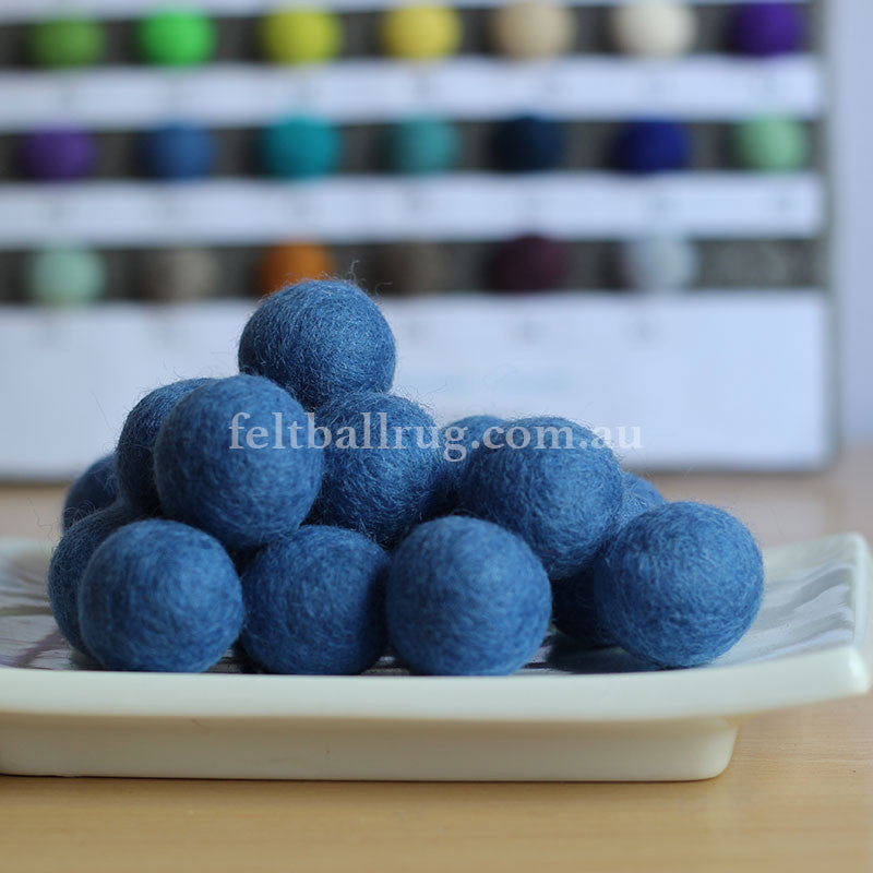 Felt Ball Blue Ocean 1 CM,  2 CM, 2.5 CM, 3 CM, 4 CM Colour 44 - Felt Ball Rug Australia - 1