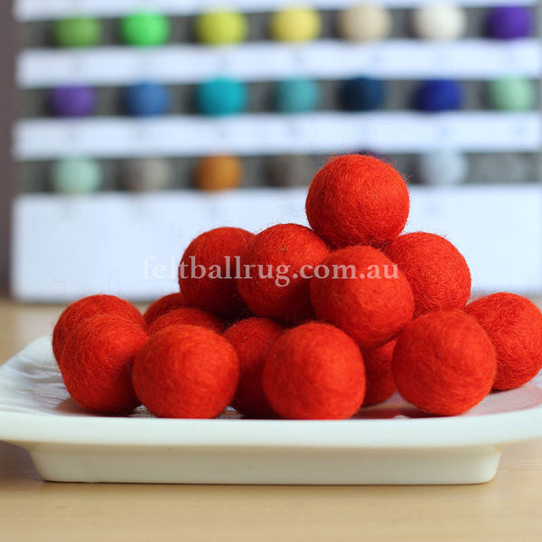 Felt Ball Crimson Red 1CM,  2CM, 2.5CM, 3CM, 4CM Colour 5 - Felt Ball Rug Australia - 1