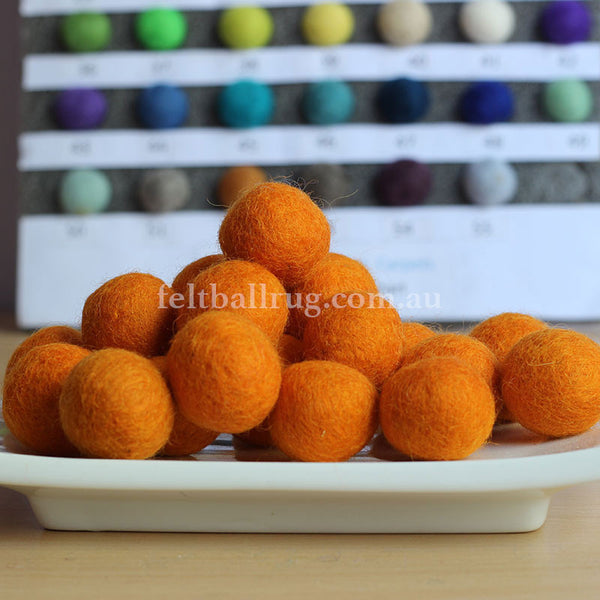 Felt Ball Orange 1CM,  2CM, 2.5CM, 3CM, 4CM Colour 6 - Felt Ball Rug Australia - 1