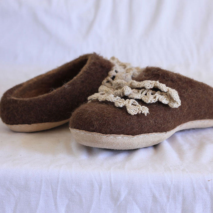 Chocolate Brown Felt Shoes