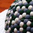 Green Grey White Felt Ball Ottoman Pouf - Felt Ball Rug Australia - 3