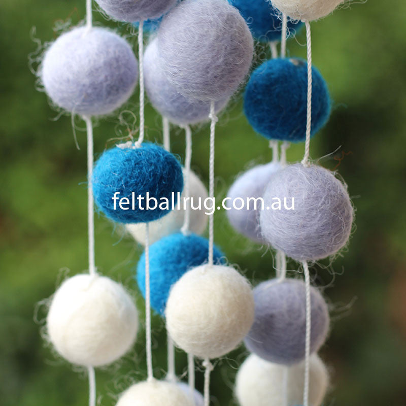 Felt Ball Garland Blue White Lavender - Felt Ball Rug Australia - 3
