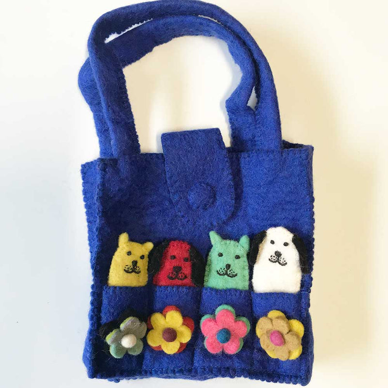blue felt purse