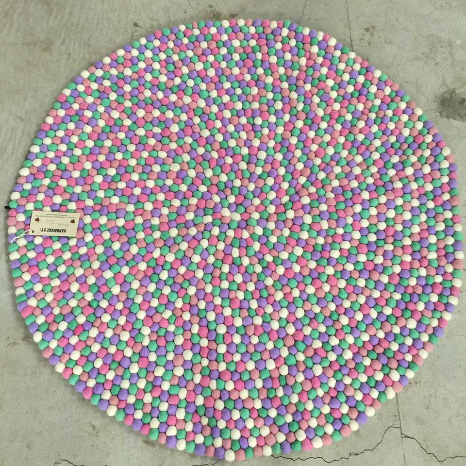 Bubblegum Felt Ball Rug - Felt Ball Rug Australia