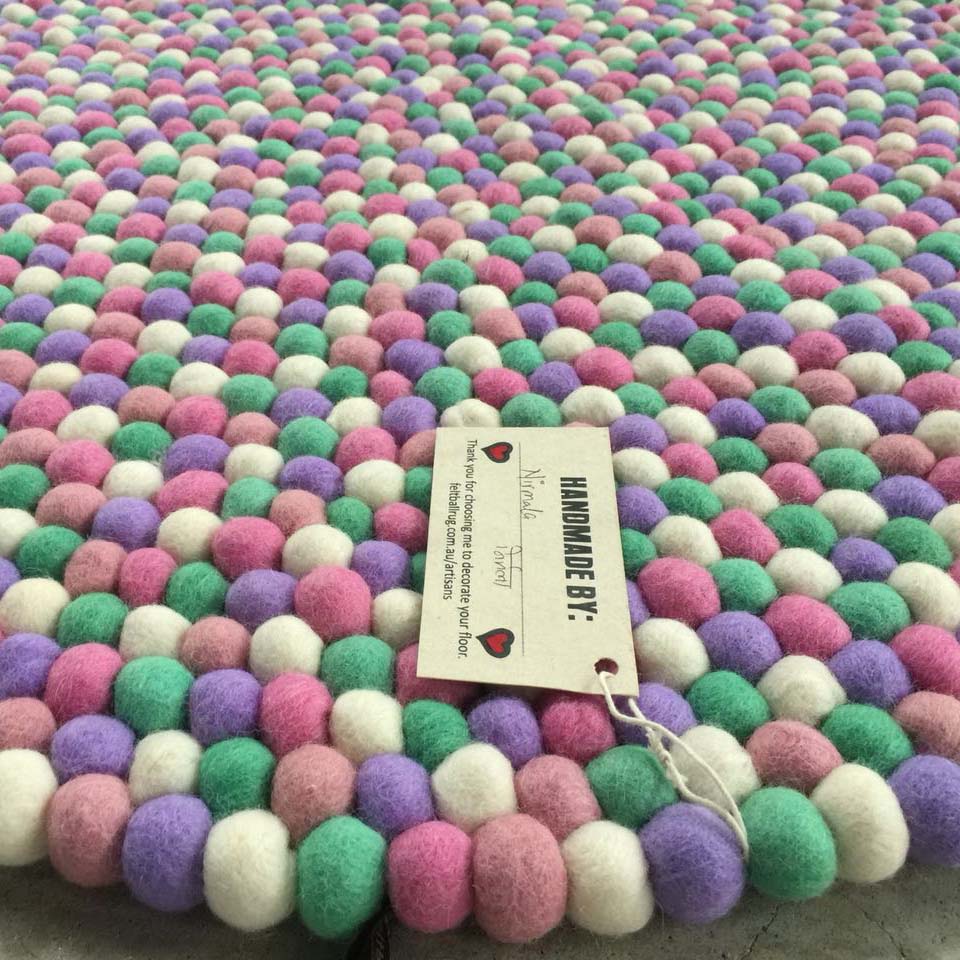 Bubblegum Felt Ball Rug - Felt Ball Rug Australia