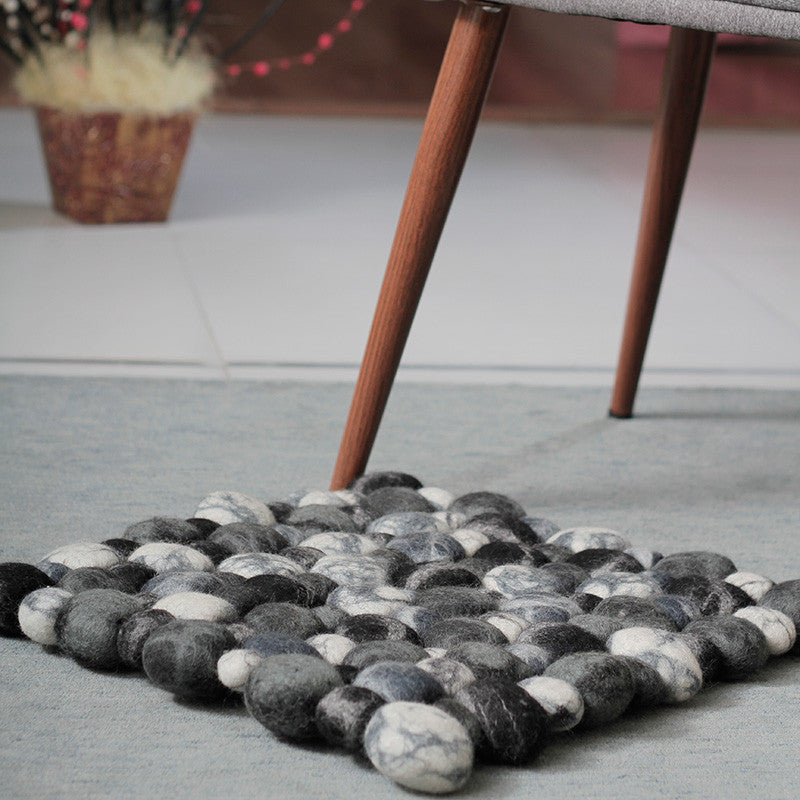 6t Ball Rug Dark Pebble Felt Ball Rug - Felt Ball Rug Australia