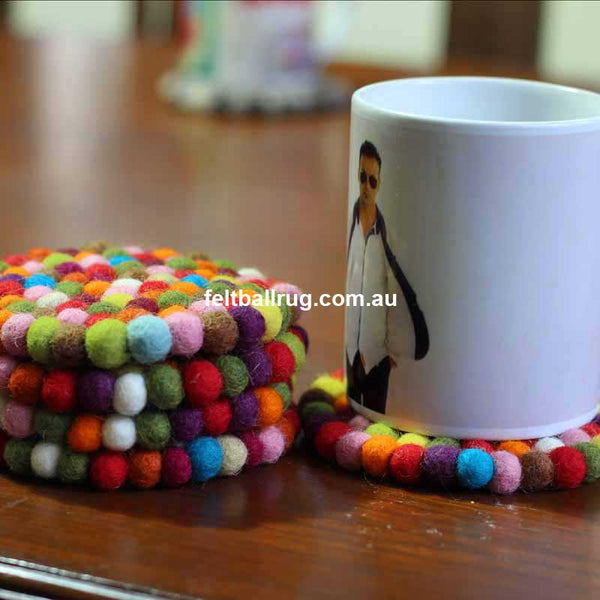 Multi Colored Felt Ball Coaster - Felt Ball Rug Australia - 1