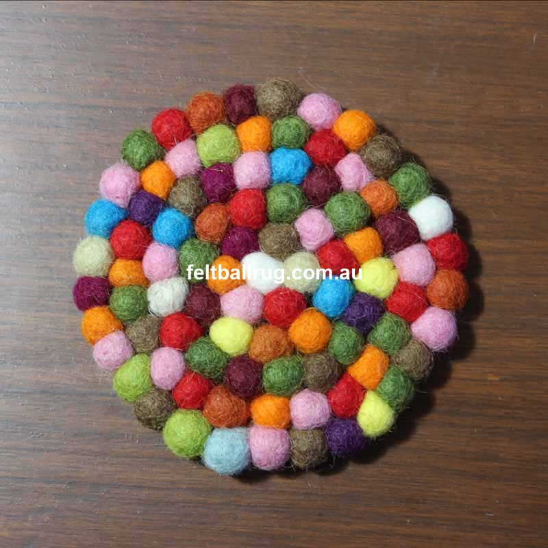 Multi Colored Felt Ball Coaster - Felt Ball Rug Australia - 2