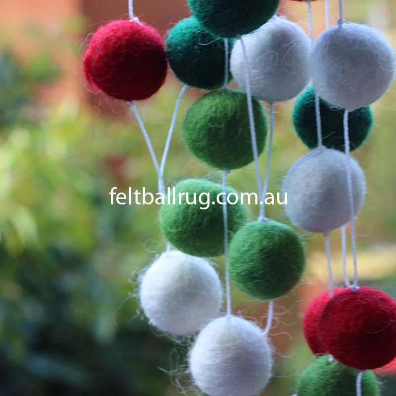 Felt Ball Christmas Garland - Felt Ball Rug Australia - 4