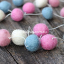Felt Ball Garland Pink White Blue - Felt Ball Rug Australia - 2