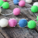 Felt Ball Garland Lime Green Pink Blue White - Felt Ball Rug Australia - 1