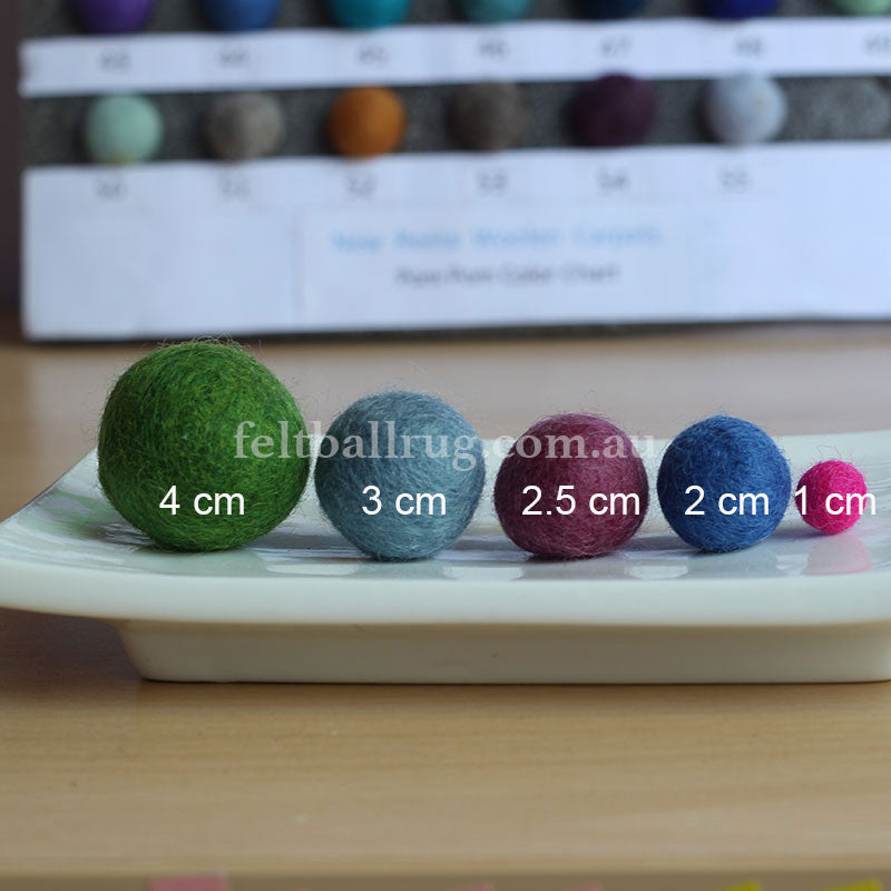 Felt Ball Bright Red 1CM,  2CM, 2.5CM, 3CM, 4CM Colour 3 - Felt Ball Rug Australia - 2