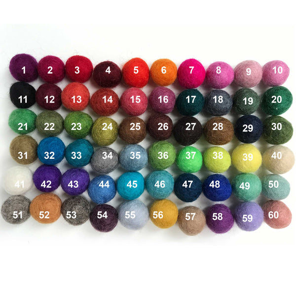 2 CM Felt Balls Assorted Colours