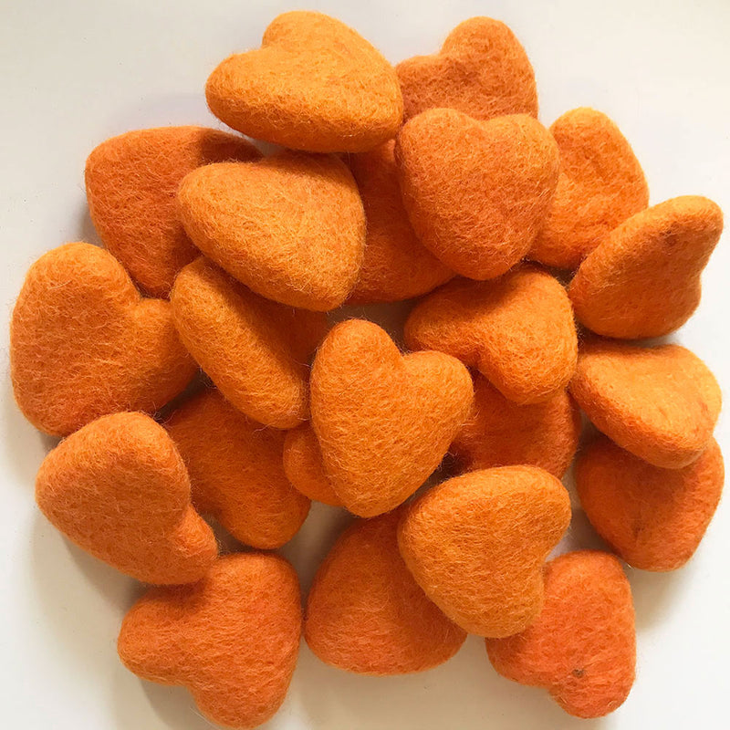 Felt Hearts Orange