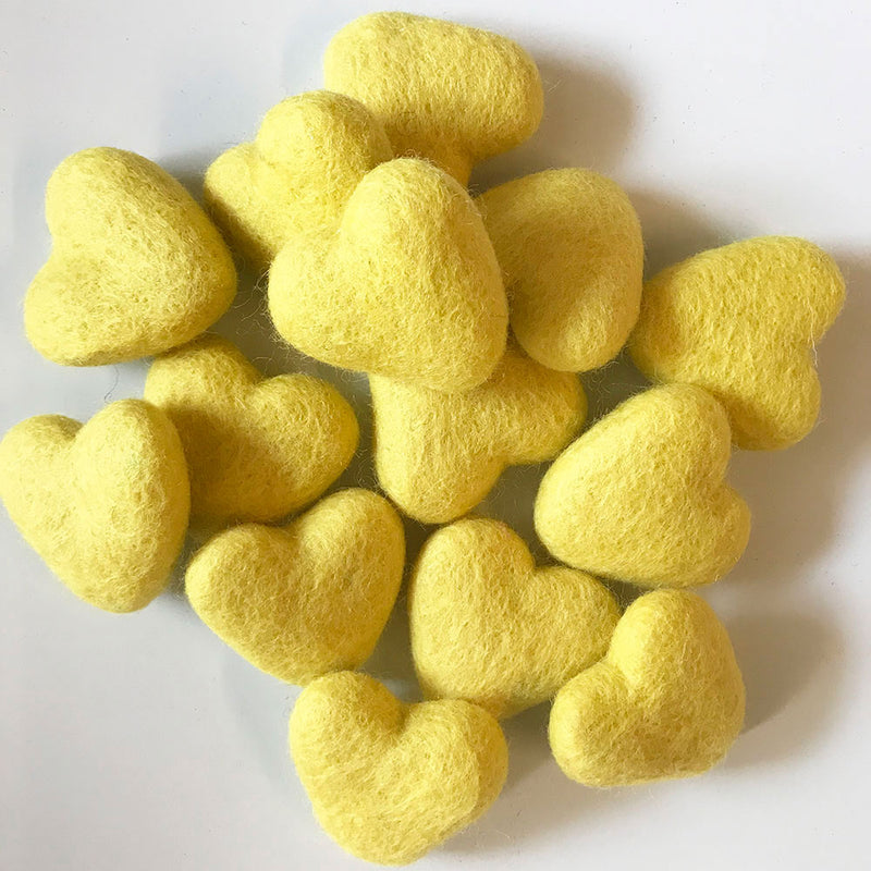 felt hearts yellow
