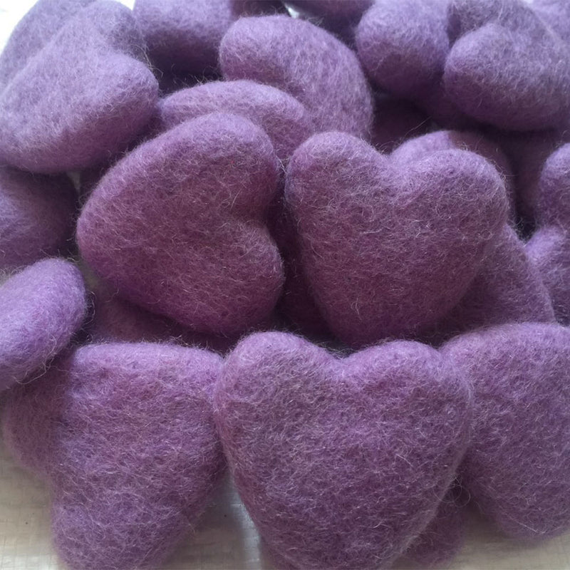 felt hearts purple