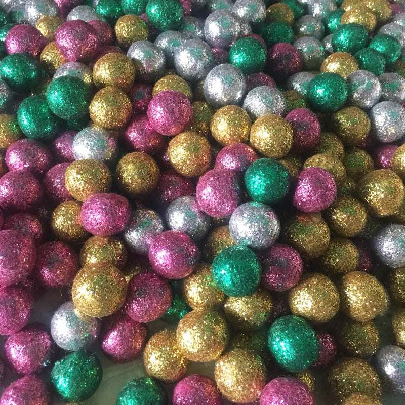 glitter felt balls assorted colours